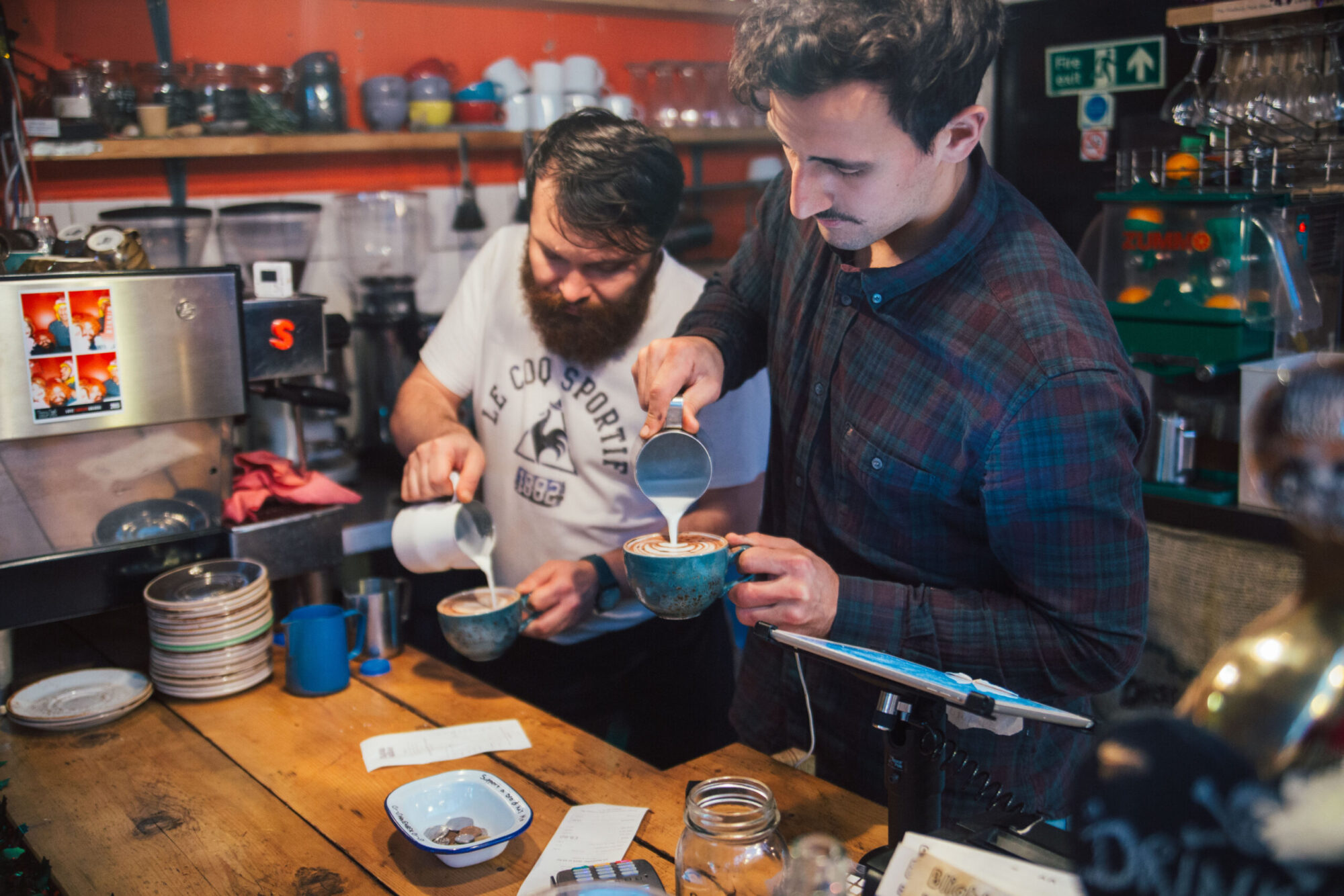 The team at Blighty pouring coffee.