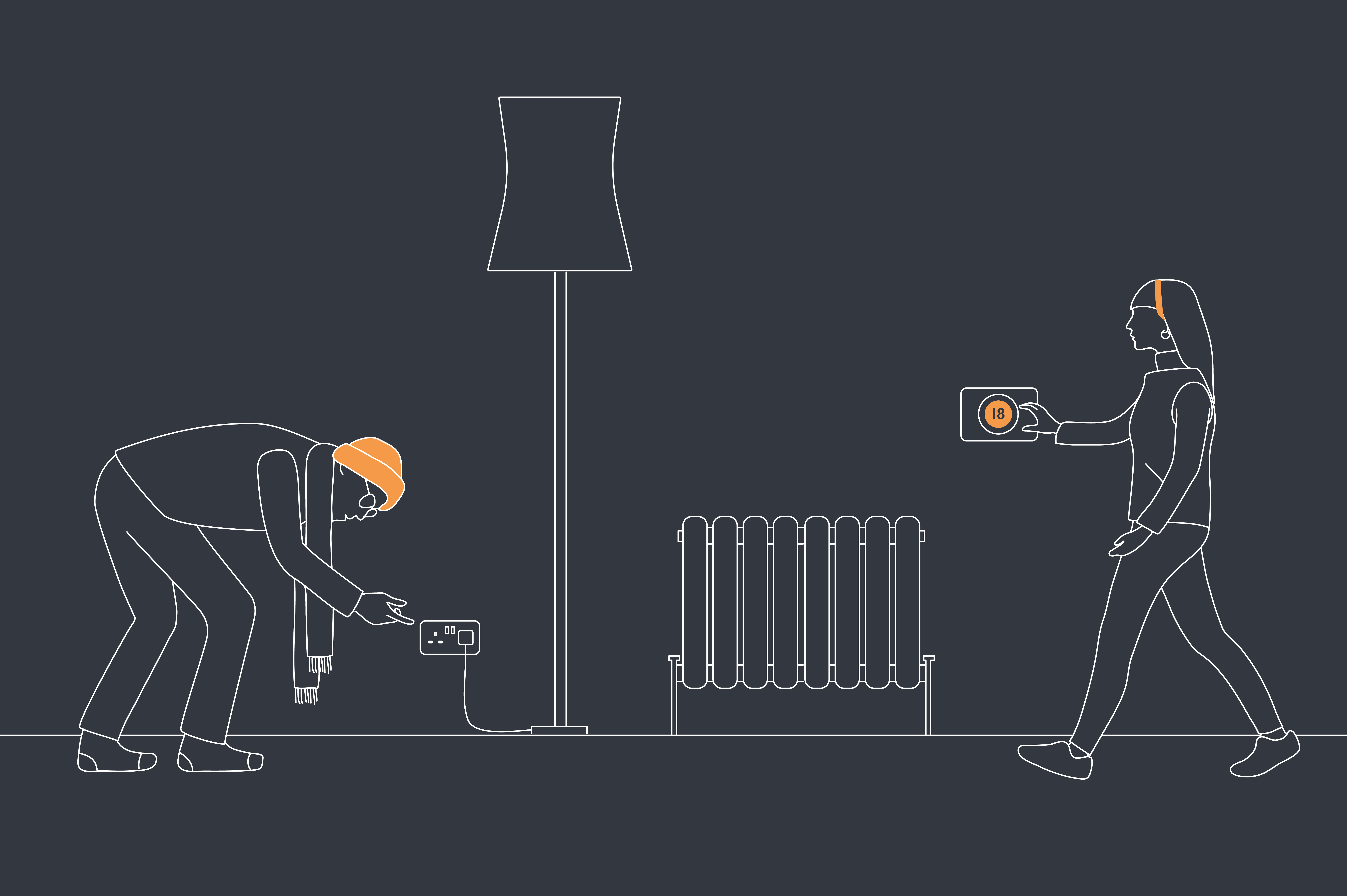 An illustration of someone using a smart meter within their home to reduce energy